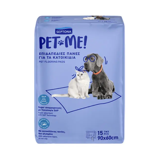 Septona Pet Me Επιδαπέδια Πάνα Σκύλου με Αυτοκόλλητο 90x60cm 15τμχ