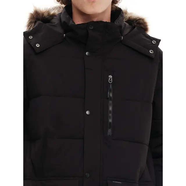 Emerson Long Puffer Fur in Hood (232.EM10.68-Black) - Μαύρο 3