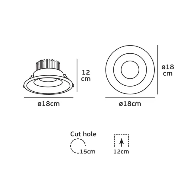 Uta 04150/W/C/36 Χωνευτό κινητό σποτ led 30W 4000K 36° IP65 ø18cm λευκό Άσπρο 3