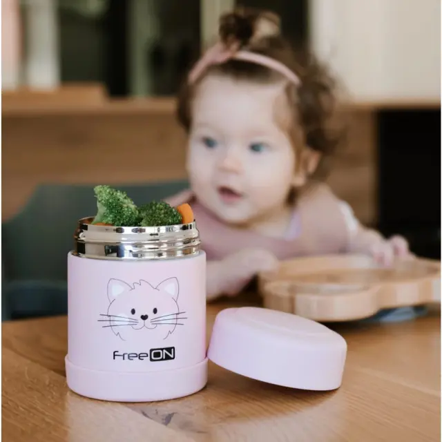 FreeOn Ανοξείδωτο Θερμός Φαγητού 350ml Kitty Pink 380722 3