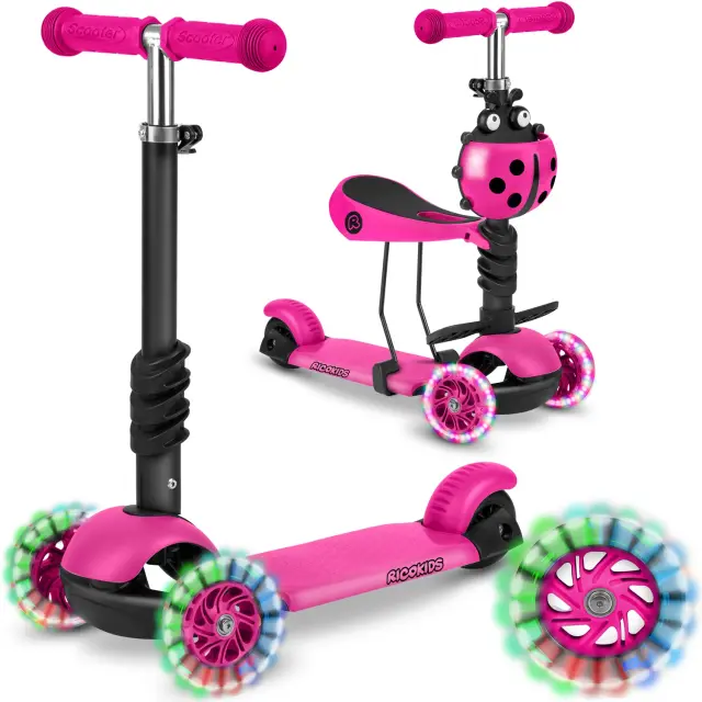Ricokids Buggy Φουξ παιδικό πατίνι ισορροπίας 3 τροχών με ρυθμιζόμενο τιμόνι και φωτιζόμενους τροχούς