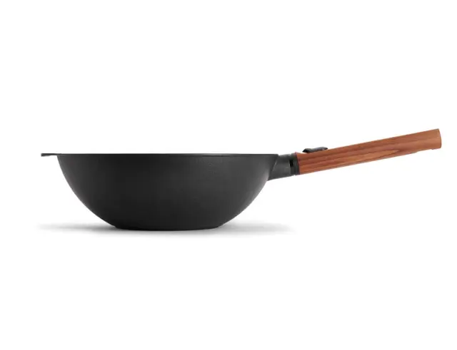 Τηγάνι Wok Woll Eco Logic QXR με αντικολλητική επίστρωση, ξύλινη αποσπώμενη λαβή και διάμετρο 28cm11028WLCI-Q 2
