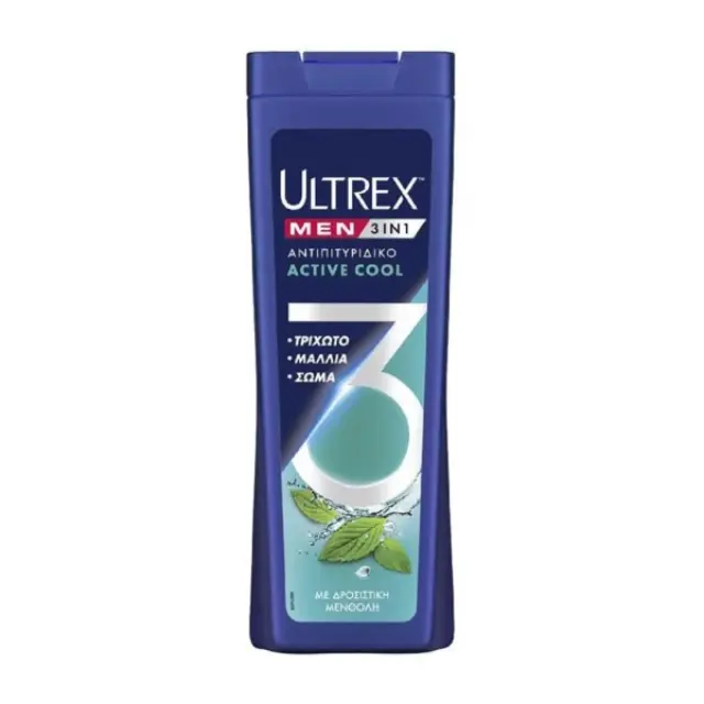 Ultrex Σαμπουάν Men Avtive Cool Menthol 3in1 360ml