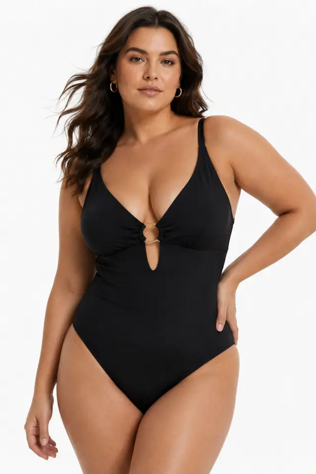 Μαύρο plus size ολόσωμο μαγιό