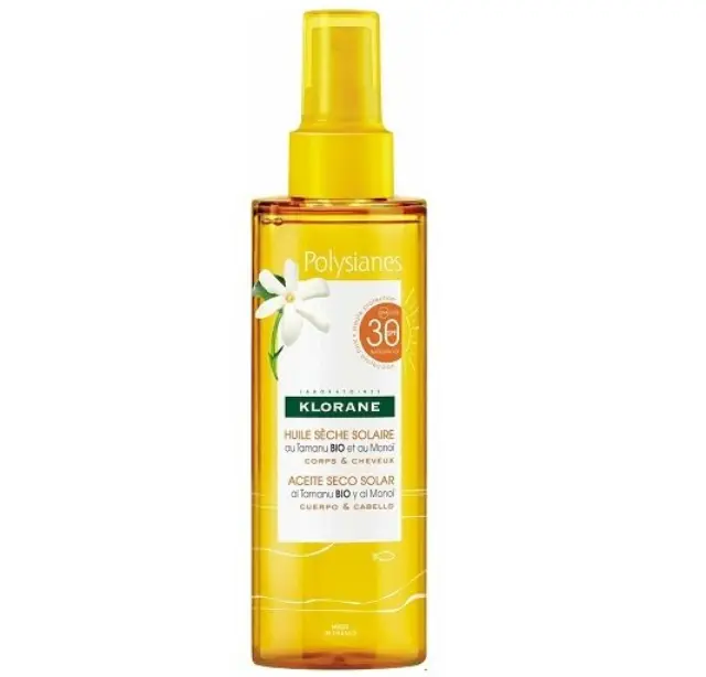 Klorane Polysianes SPF30 Αντηλιακό Ξηρό Λάδι Προσώπου/Σώματος με Μονόι για Λαμπερό Μαύρισμα, 200ml