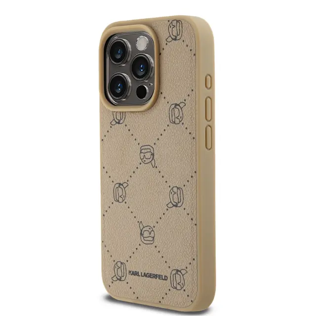 Karl Lagerfeld PU Karl Heads Pattern MagSafe Case for iPhone 15 Pro Beige 3