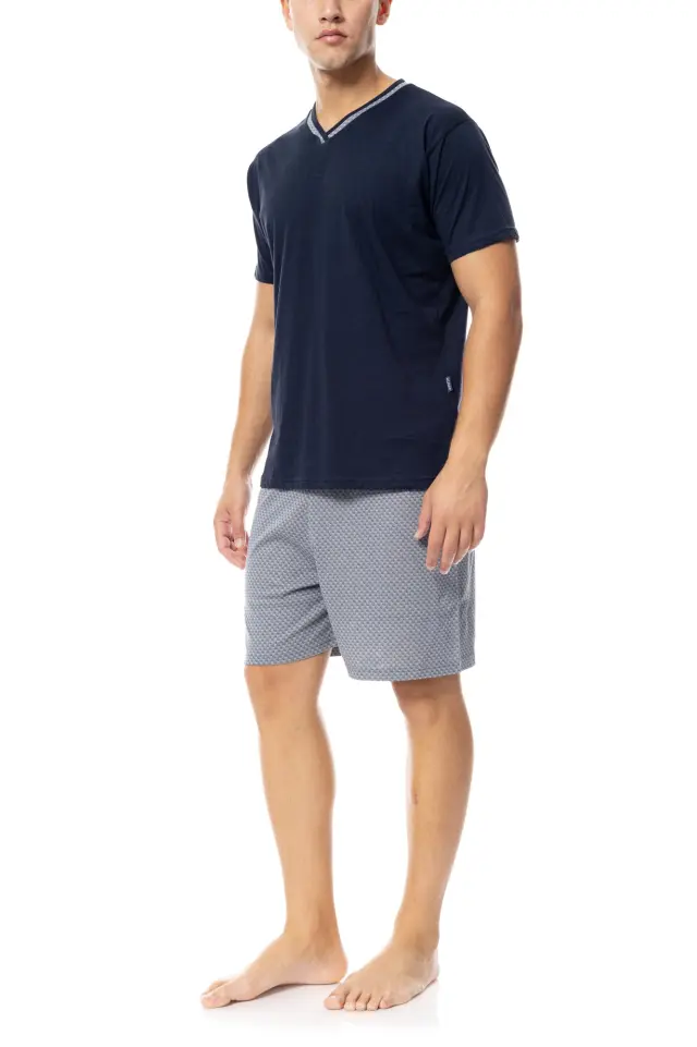 S-M543 - Yacht Blue - PYJAMA V-NECK GREY BICYCLE - L 2