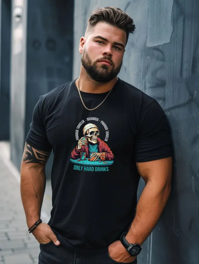 T-shirt Noshame® Signature Μαύρο με τύπωμα - P122366 - 3XL