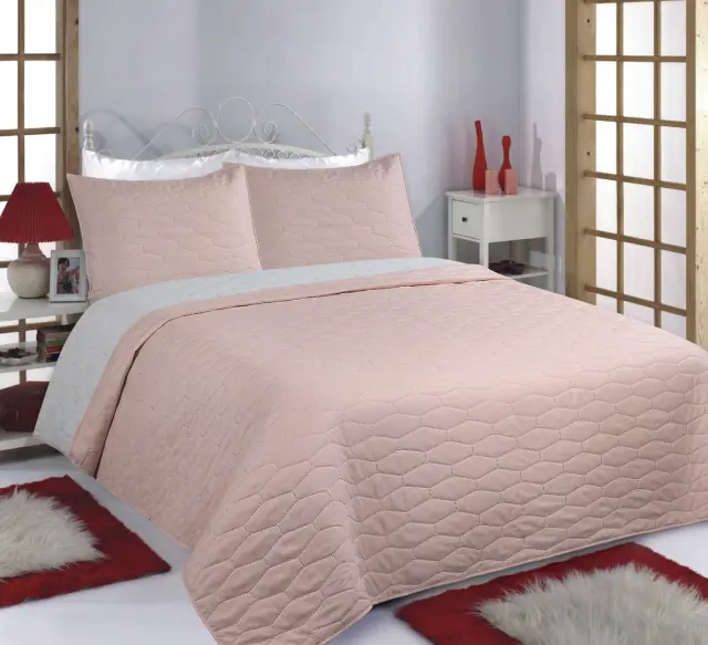 ΚΟΥΒΕΡΛΙ σετ (170cm x 220cm + 1 x 50cm x 70cm) RUBY pink/grey - -