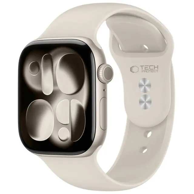 Tech-protect Silicone Apple Watch 8 / 9 / 10 / 11 / 12 / Se / Ultra (44 / 45 / 46 / 49 Mm) Starlight 3