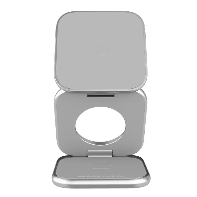 Mobile Origin 3in1 Qi2 25W UltraSlim Foldable Charger PW36 MagSafe Compatible Silver 3