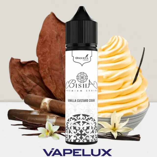 Bisha by Omerta Flavor Shots Vanilla Custard Cigar 10ml to 60ml