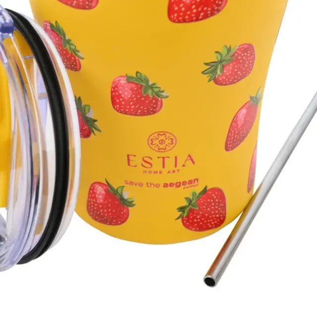 Estia® Coffee Mug Save The Aegean Ποτήρι Θερμός με Καλαμάκι 350ml-Berry Bright (01-31688) 2