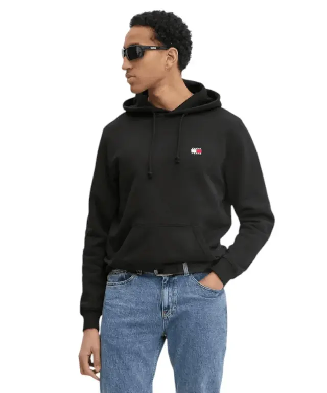 Tommy Hilfiger - Ανδρικό Φούτερ με Κουκούλα και Τσέπες Badge Regular Fit DM0DM20258-BDS Μαύρο