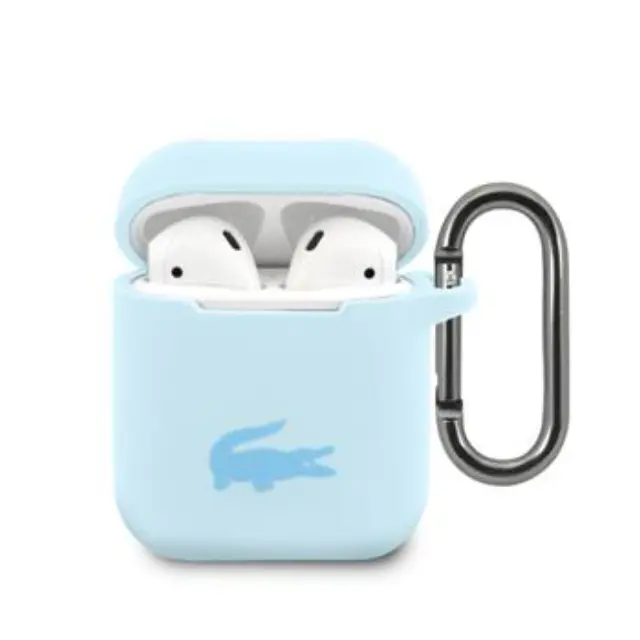 Lacoste Liquid Silicone Glossy Printing Logo Case for AirPods 1/2 Blue