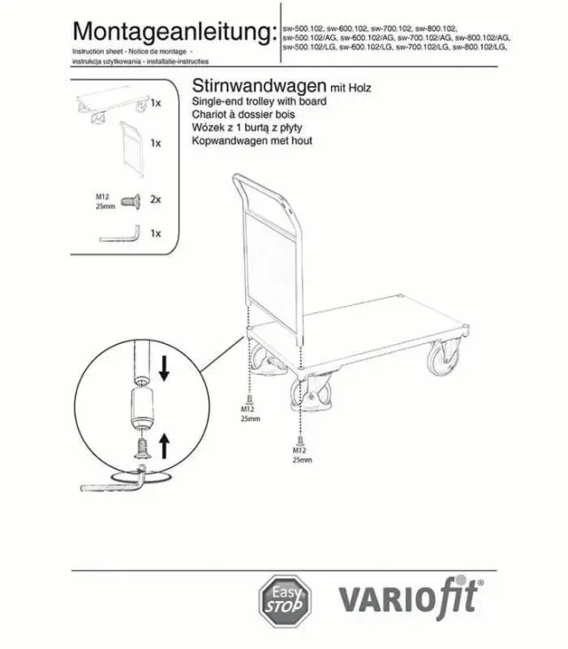 Variofit sw-600.102/AG Τρόλεϊ Μεταφοράς για Φορτίο Βάρους ως 500kg 2