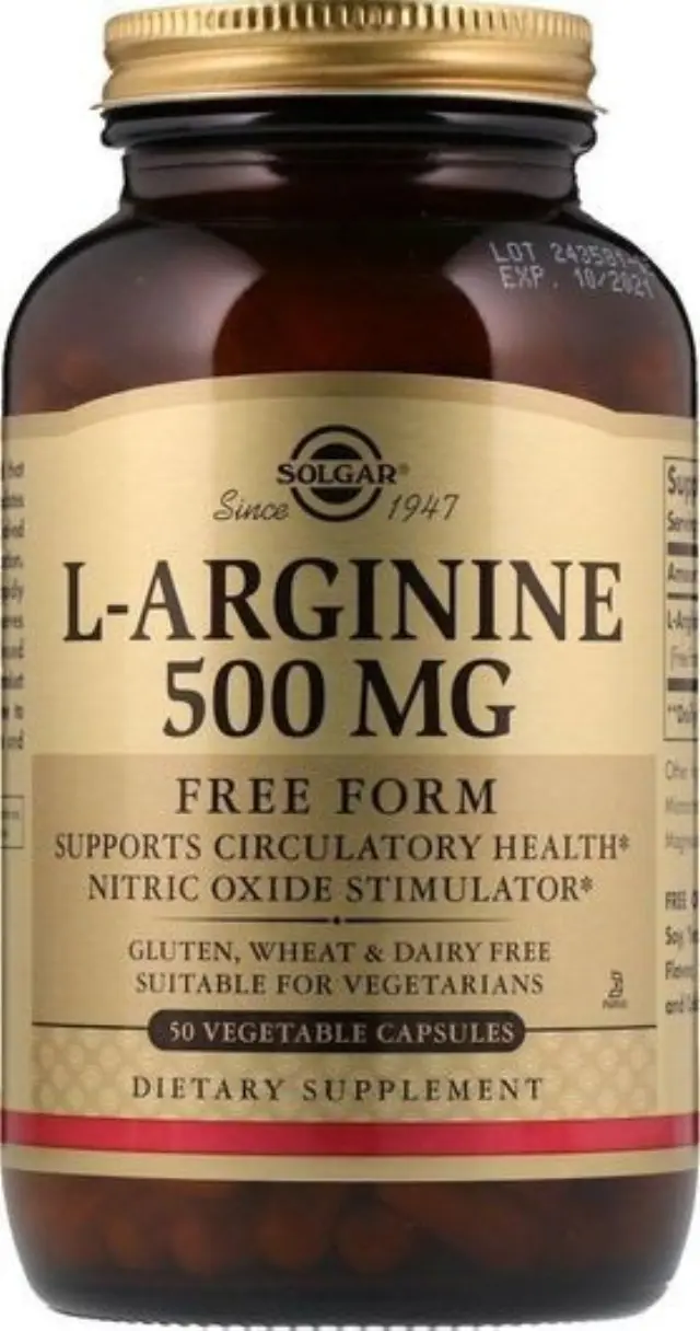 Solgar L-Arginine 500mg Συμπλήρωμα Διατροφής με Αργινίνη για Ανάπτυξη, Αποκατάσταση & Ενδυνάμωση του Μυϊκού Συστήματος 50 κάψουλες