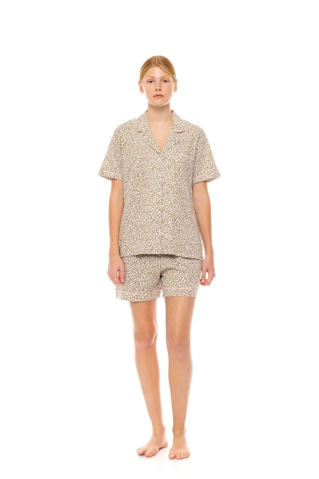 S1465 - Type - PYJAMA BUTTONED SHORTS MINT LEOPARD 2