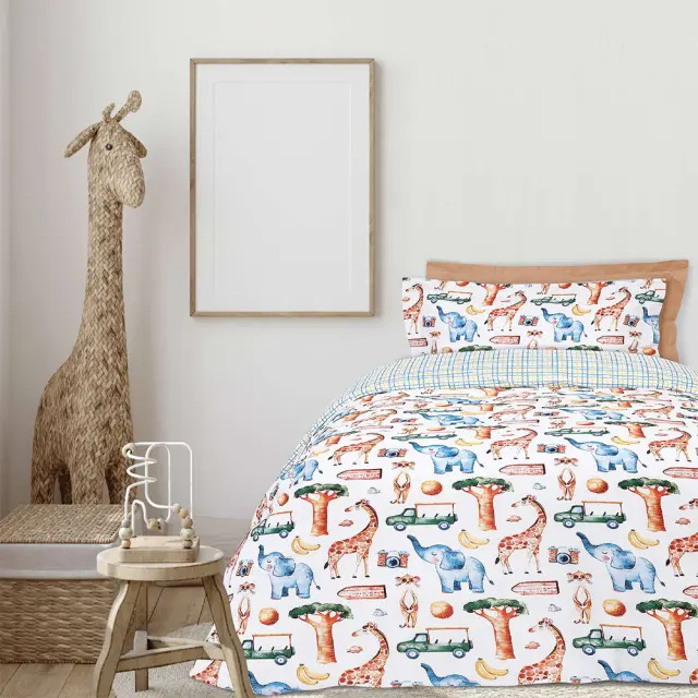 Παπλωματοθήκη σετ2 μονή kid 160x240cm καφέ/μπλε Das Home 4837