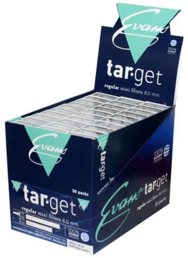 Πιπάκια τσιγάρου 8mm Regular TARGET by Evans Συσκ. 30 τμχ
