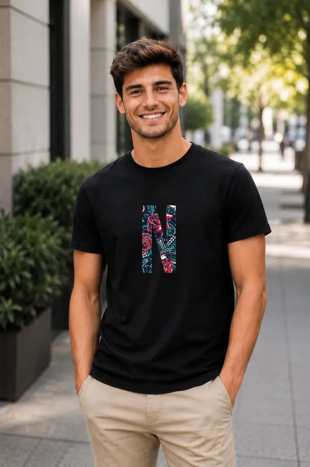 T-shirt Noshame® Signature Μαύρο με Τύπωμα - 122339 - XXL