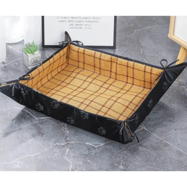 Καλοκαιρινό Κρεβάτι Κατοικίδιου από Rattan Μαύρο - 75 x 60cm