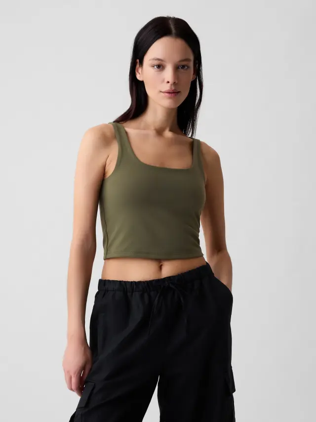Πράσινο Compact Jersey Cropped Αμάνικο Τοπ olive green - L
