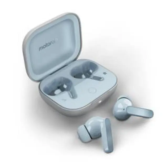 Motorola Moto Buds Bluetooth Handsfree Ακουστικά με Αντοχή στον Ιδρώτα και Θήκη Φόρτισης Glacier Blue