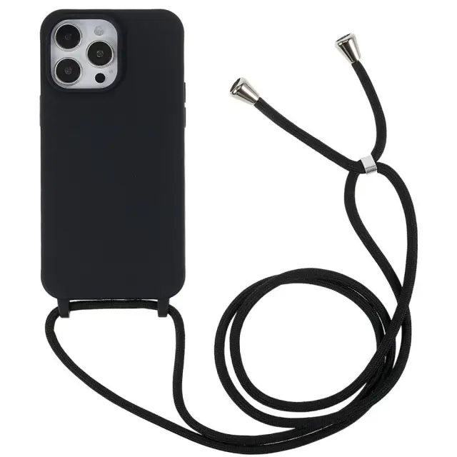 Θήκη Σιλικόνης με Κορδόνι για το Λαιμό Για iPhone 14 Pro - Μαύρο OEM