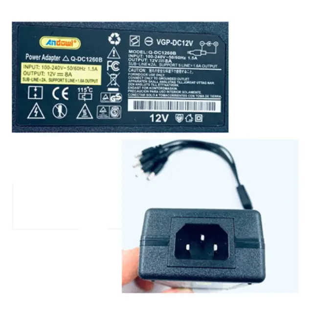 Andowl Q-DC1266 Universal Τροφοδοτικό 12V 8A 96W με 5 βύσματα 2
