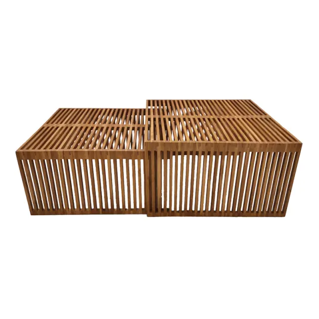 Τραπέζι Tinnie I pakoworld σετ 2τεμ teak ξύλο σε φυσική απόχρωση 3