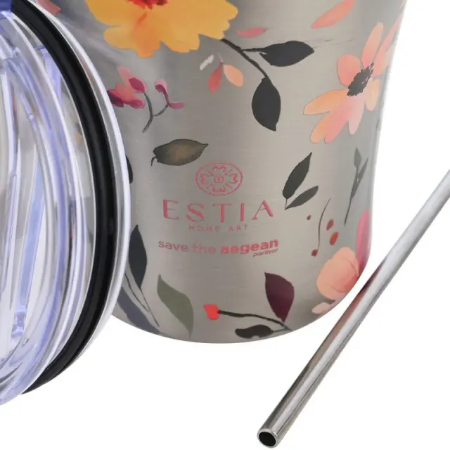 Estia® Coffee Mug Botanic Ποτήρι Θερμός Ανοξείδωτο BPA Free 350ml- Silver 2