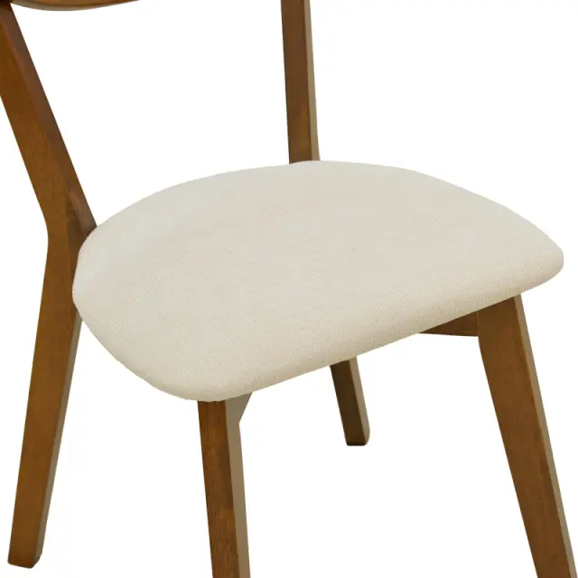 Καρέκλα Canon pakoworld καρυδί rubberwood εκρού ύφασμα 43x52x83,5εκ | Συσκευασία 2 τμχ 3