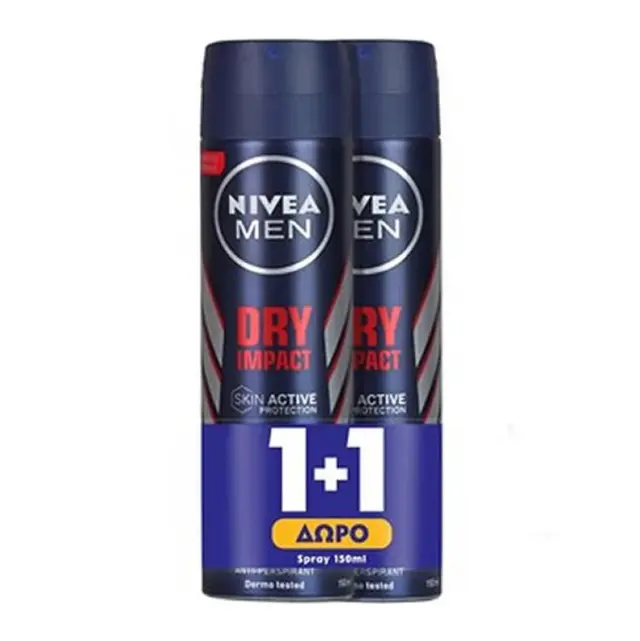 Nivea Men Dry Impact Αποσμητικό 72h σε Spray 2x150ml
