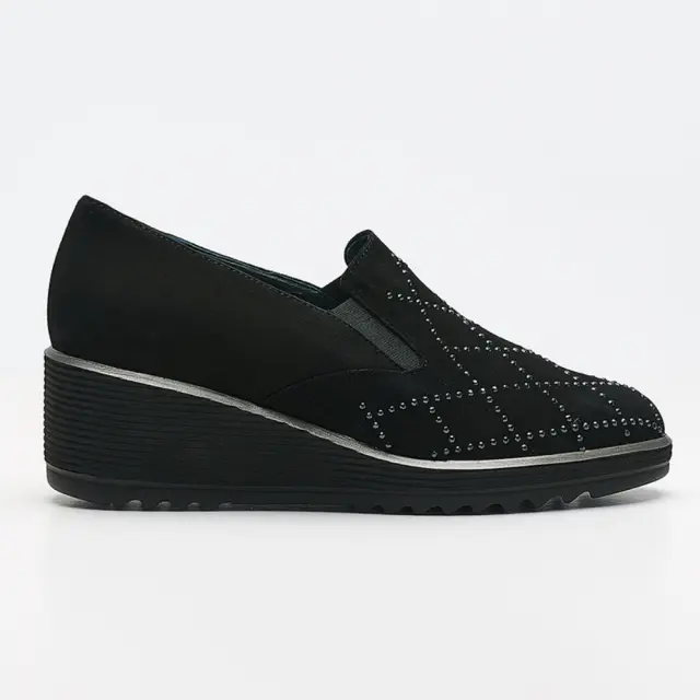 Soffice Sogno Μοκασίνια-Loafers Γυναικείο δέρμα Nubuck Μαύρο ASS/23124 NERO
