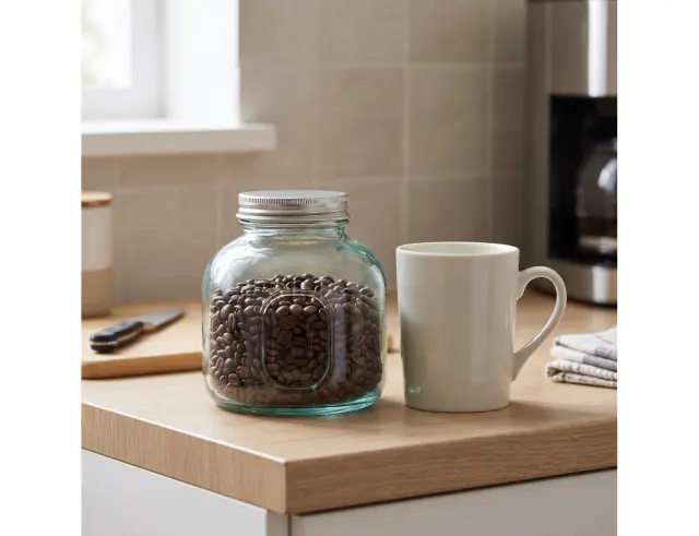 Δοχείο με καπάκι Glass Drops Storage (5799) Aπό 100% ανακυκλωμένο γυαλί, Xωρητικότητας 350ml, Διαστάσεων Ø 9 x Υ 10 cm 5799