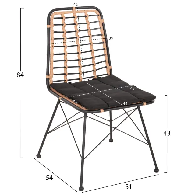 ΚΑΡΕΚΛΑ ΜΕΤΑΛΛΙΚΗ FB95691.11 WICKER ΜΠΕΖ-ΜΑΥΡΟ 51x54x84Υεκ. 2