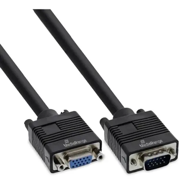 MediaRange VGA extension cable, VGA (HD15) plug to socket, 2m Cable Length, Black (MRCS249)