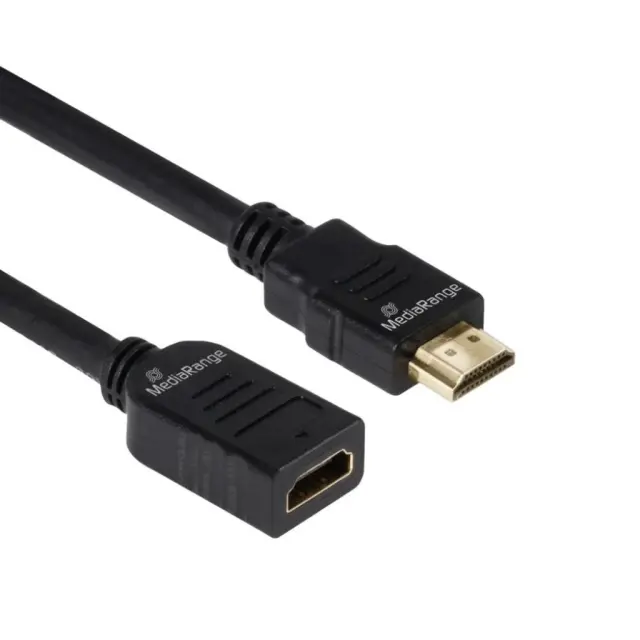 MediaRange HDMI Premium High Speed Ethernet Extension Cable, 18 Gbps, Ver. 2.0, 4k@60Hz, HDR, 3D, ARC, 2.0m, Black (MRCS256)