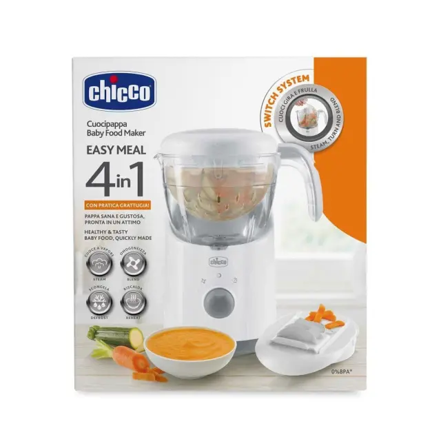 CHICCO πολυσυσκευή 4 Σε 1 Easy Meal Βρεφικός Ατμομάγειρας με Μπλέντερ 1lt