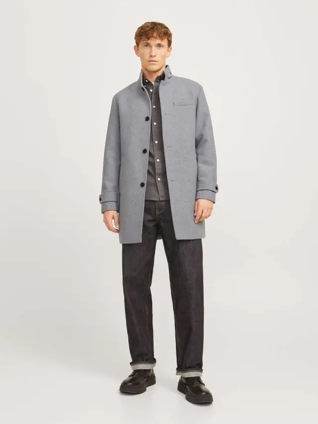 JJEMELTON WOOL BLEND COAT SN Light Grey Melange 2