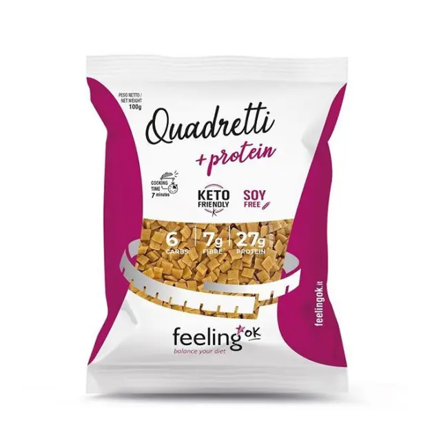 FeelingOk Πρωτεϊνικά Ζυμαρικά Quadretti 100gr (Aνάλωση κατά προτίμηση πριν από 30/05/27)