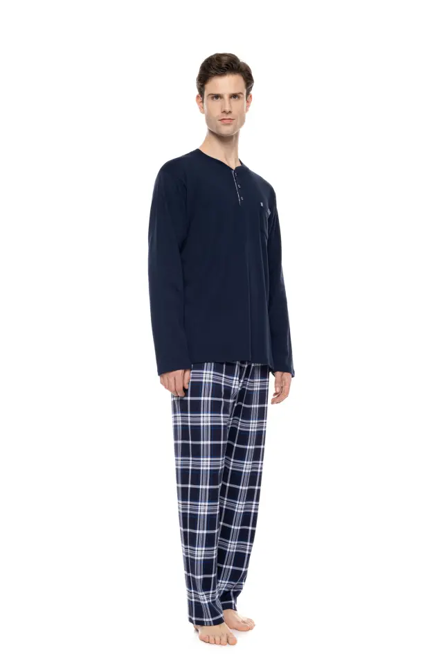 Ulisse Midnight Blue σετ ανδρική χειμερινή πυτζάμα W-M844-1 2