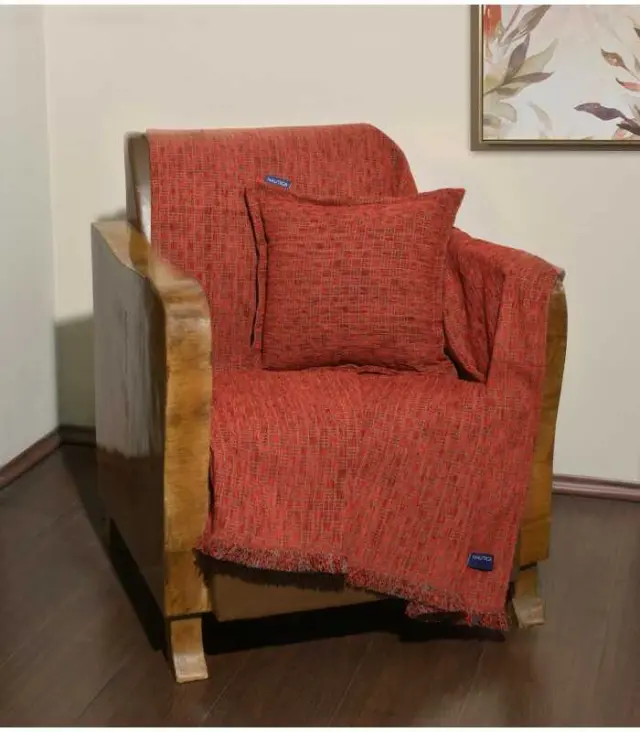 Ριχτάρι Μονοθέσιο 170x180 Σενίλ Κόκκινο Καρρώ