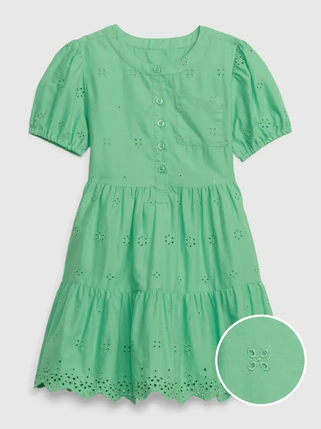 Πράσινο Νηπιακό Eyelet Πουκάμισο Φόρεμα green - 12-18M