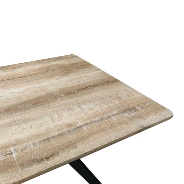 Τραπέζι Ezali pakoworld sonoma mdf με μαύρα μεταλλικά πόδια 140x80x75εκ 2