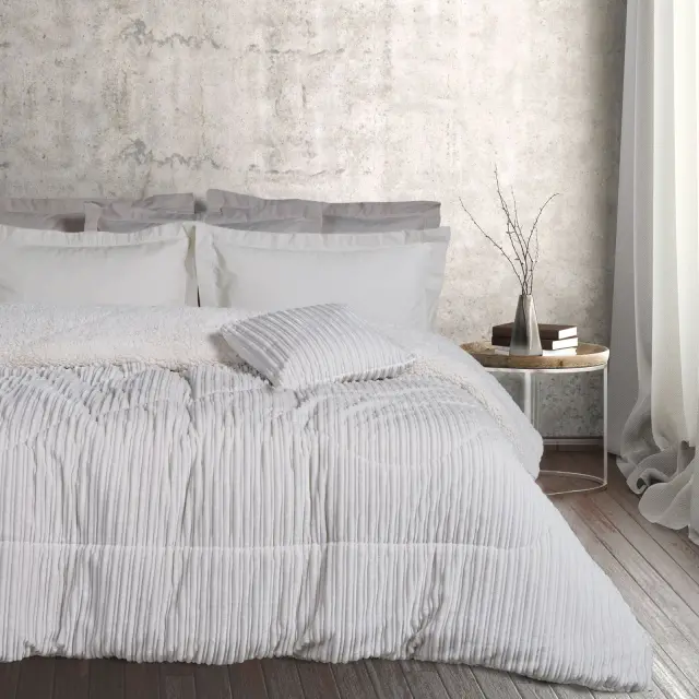 Κουβερτοπάπλωμα sherpa μονό ιβουάρ 160x220cm Das Home 1178