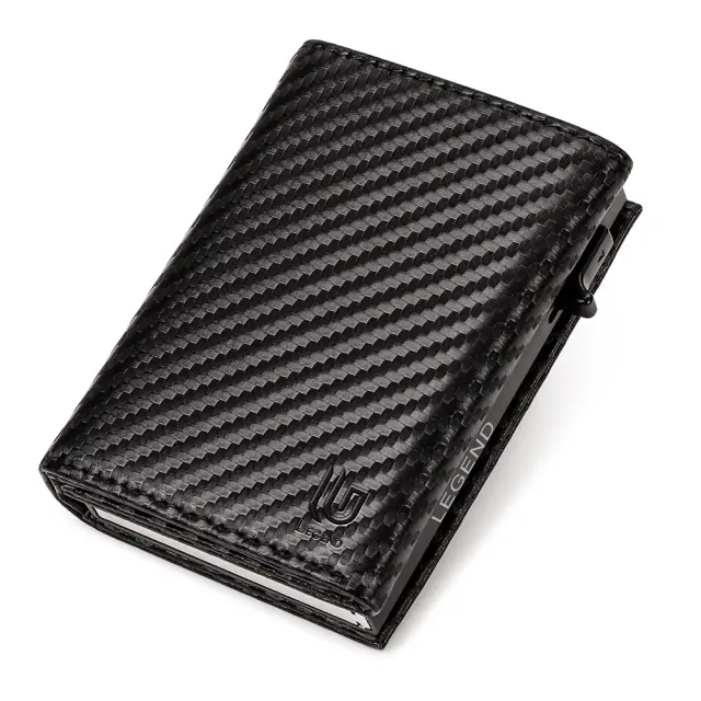 Μαύρο Πορτοφόλι Carbon Fiber RFID με Κερματοθήκη