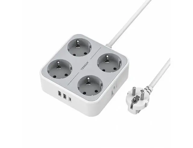 Πολύπριζο Tessan 7-σε-1 Power Strip (TS-302-C) - 4xSchuko, 2xUSB, Type-C, καλώδιο 2mTS-302-C