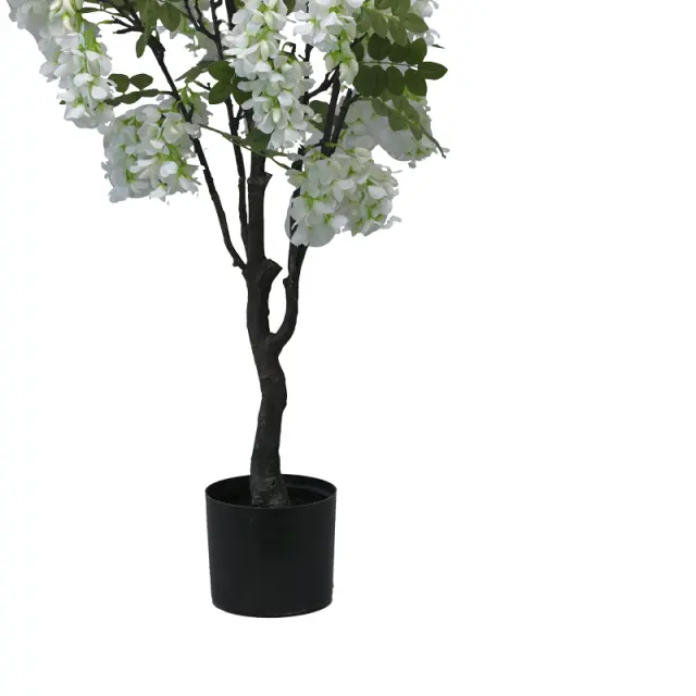 Διακοσμητικό φυτό Bean flowers σε γλάστρα Inart λευκό pp Υ125εκ 3